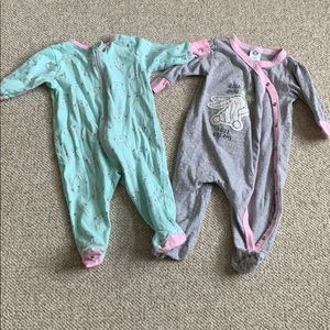 Two Gerbers Play & Sleep onesies